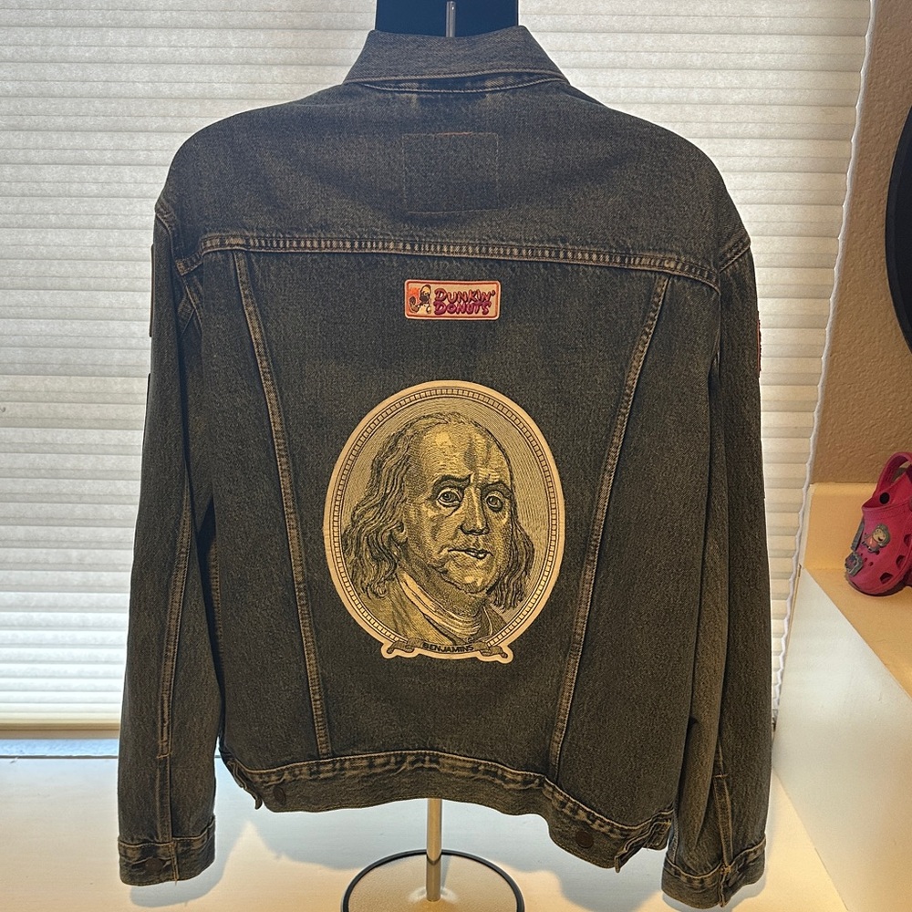 Levi's Denim Trucker Jacket Patchwork Custom Patc… - image 2